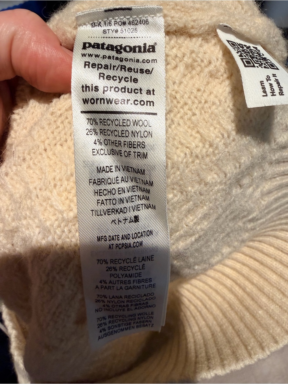 Patagonia Cream Chevron-Knit Crew Sweater - Picture 9 of 13